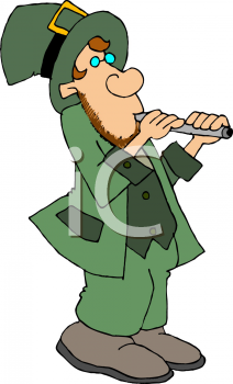 Royalty Free Clip Art Image  Cartoon Leprechaun Playing The Flute