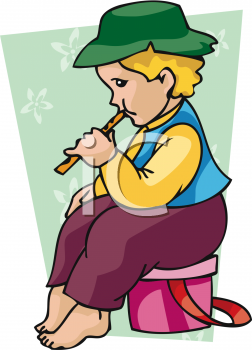 Royalty Free Clip Art Image  Little Kid Playing A Flute