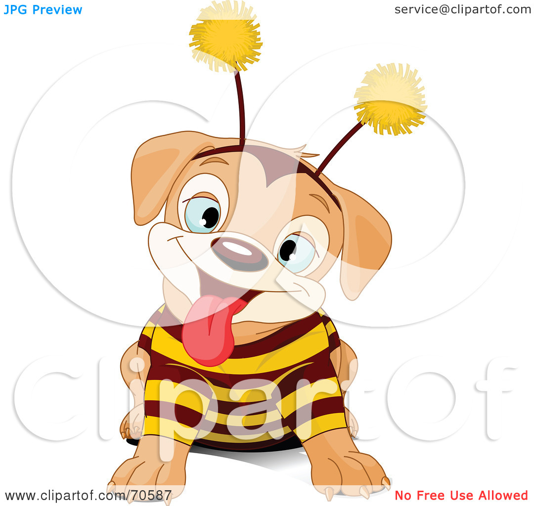 Royalty Free Rf Clipart Illustration Of A Cute Puppy Wearing A Bee