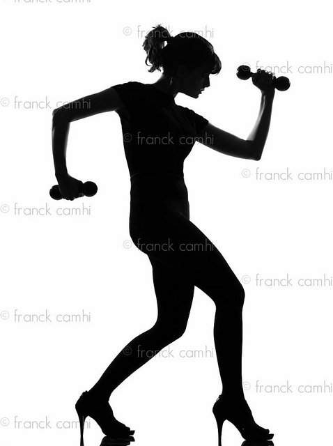 Silhouette Woman Workout Body Building With Dumbells   Flickr   Photo