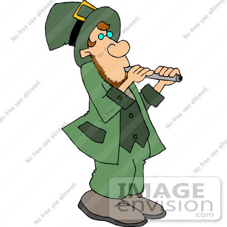 St Patrick S Day Leprechaun Playing A Flute Clipart    12628 By    