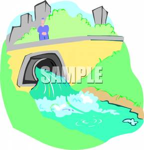 Street Drain Running Into A River Clipart Image