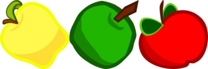 Three Apple Food Fruit Apples Cartoon Plant Cartoony