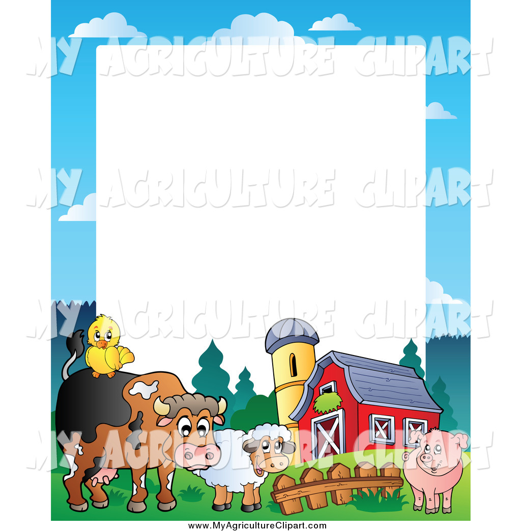 Vector Agriculture Clipart Of A Barnyard Animal Border