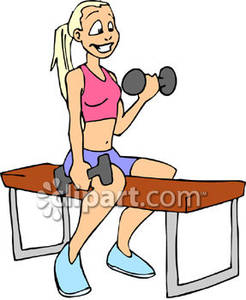 Woman Lifting Small Weights   Royalty Free Clipart Picture