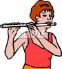 Woman Playing A Concert Flute   Clipart