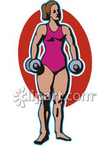 Woman With Weights   Royalty Free Clipart Picture