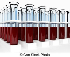 Blood Test Tubes   Many Test Tube With Blood For Analysis