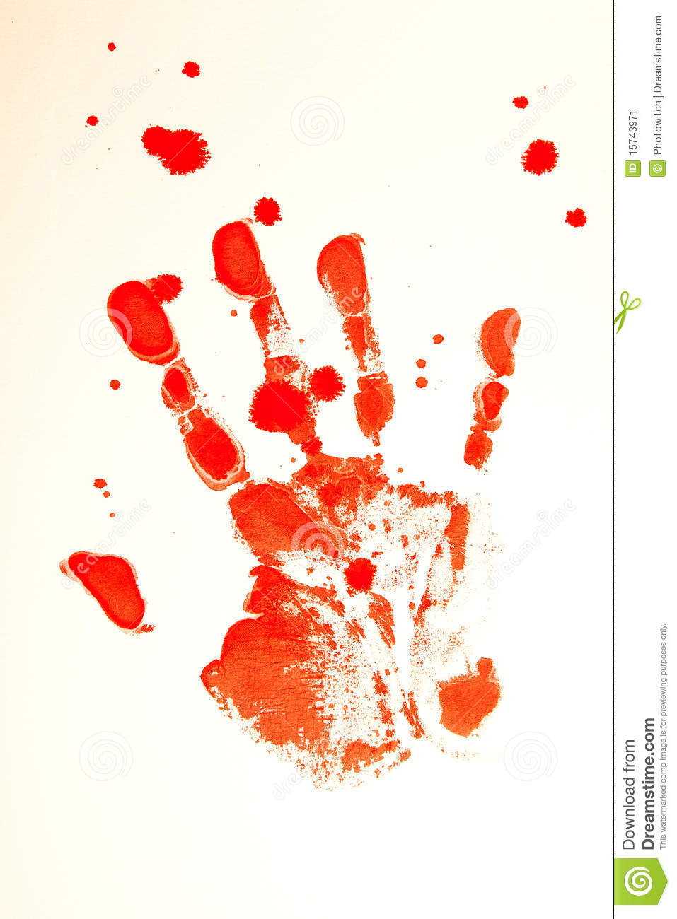 Bloody Print Of A Bleeding Hand On A White Background