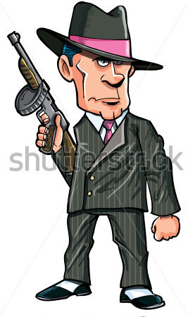 Browse   People   Cartoon 1920 Gangster With A Machine Gun  Isolated