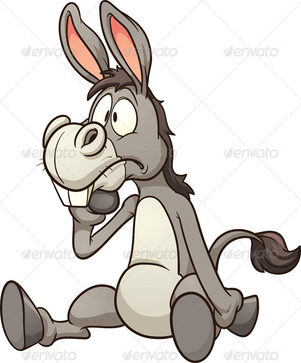 Confused Cartoon Donkey  Vector Clip Art Illustration With Simple