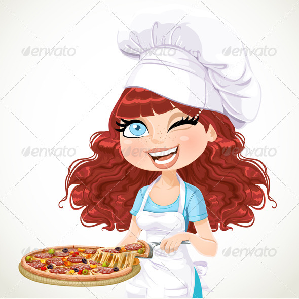 Curly Hair Girl Chef Offers A Taste Of Pizza  People    Graphics    