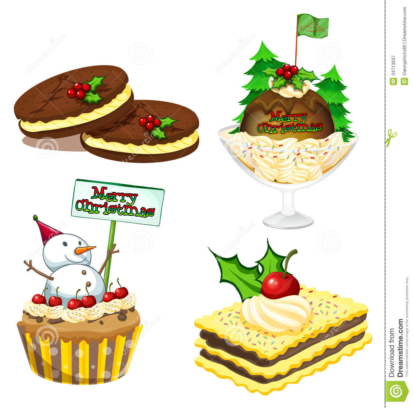 Four Desserts For Christmas Royalty Free Stock Photography   Image    