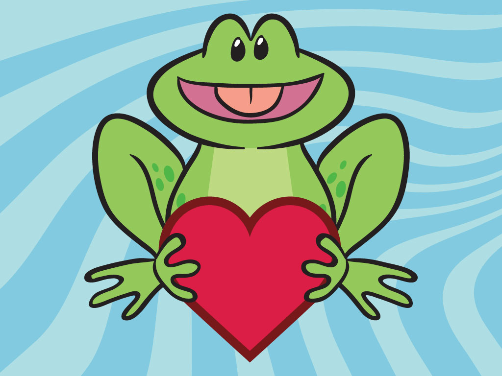 Frog Vector Illustration Of Smiling Frog Holding A Heart This Cute