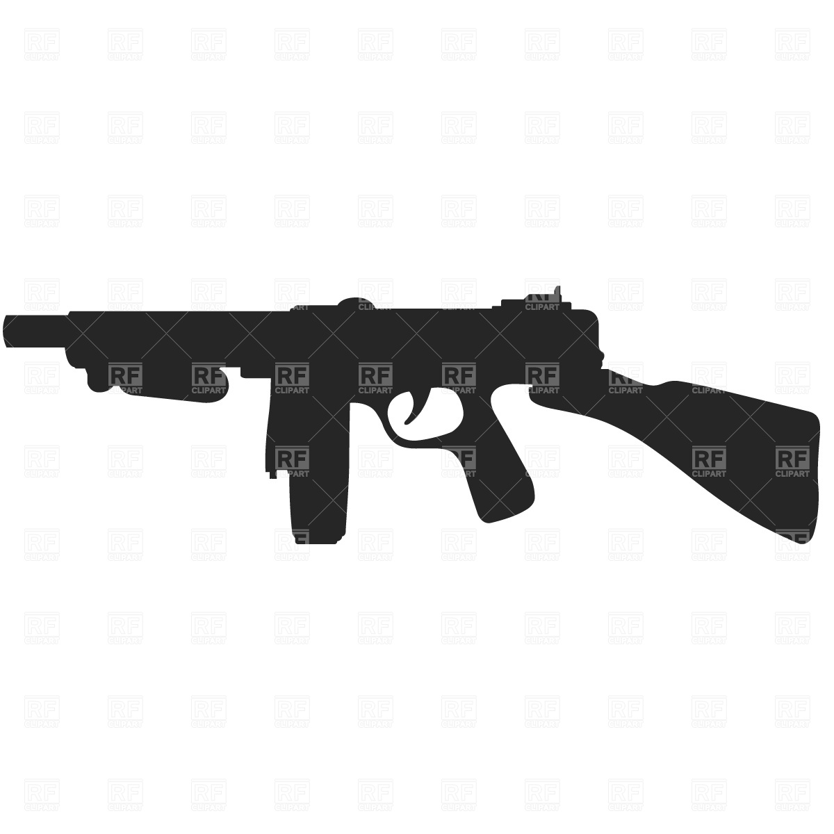 Gangster S Machine Gun Silhouette 633 Objects Download Royalty Free