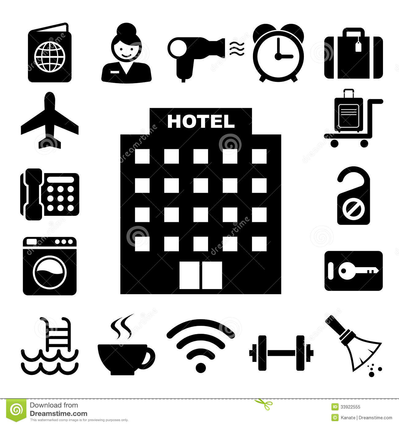 Hotel Room Clipart Hotel And Travel Icon Set
