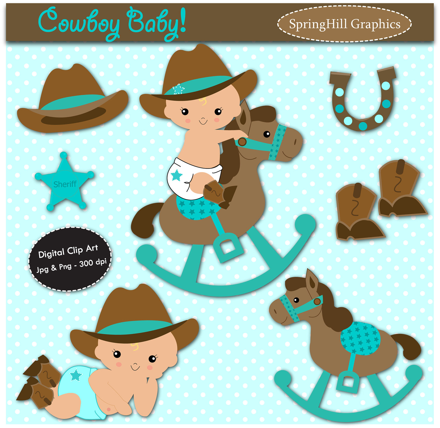 Instant Download Baby Cowboy Digital Clip By Springhillgraphics
