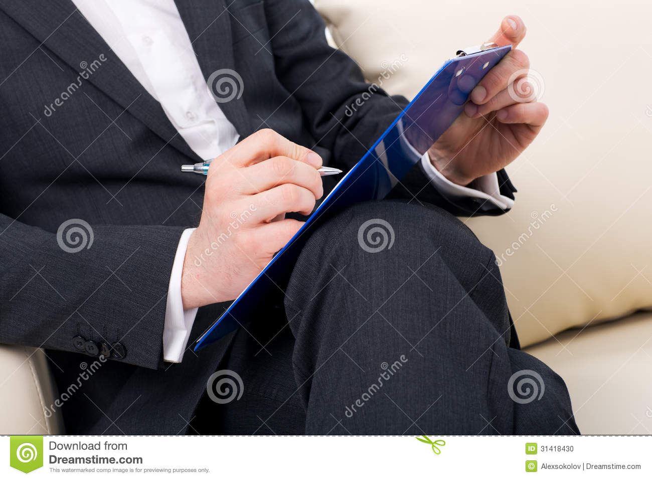 Male Psychologist Being Ready To Take Notes Stock Photo   Image