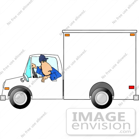 Man Driving A White Moving Truck In Reverse Clipart    17847 By Djart