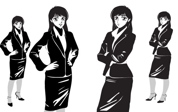 Manga Noir Female Office Clip Arts Free Clip Art   Clipartlogo Com