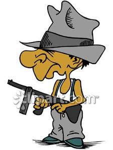 Mobster Holding A Machine Gun Royalty Free Clipart Picture