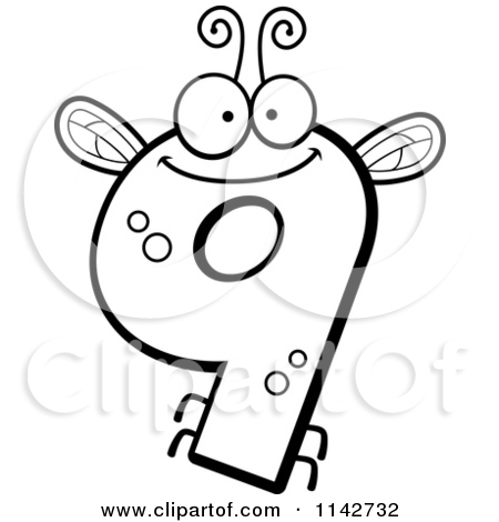 Nine Clipart Black And White 1142732 Cartoon Clipart Of A Black And