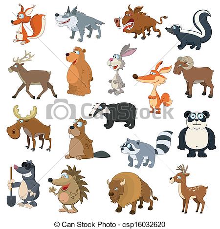 Of Forest Animals Set On White Background Csp16032620   Search Clipart