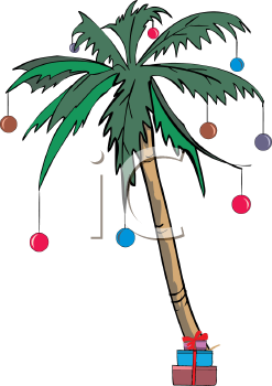 Palm Tree Decorated With Christmas Ornaments   Royalty Free Clip Art