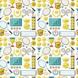 Sports Seamless Pattern With Tennis Icons In Flat Stock Photos