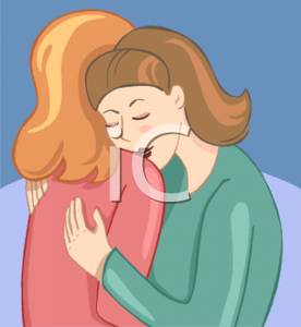 Two Women Consoling Each Other   Royalty Free Clipart Picture
