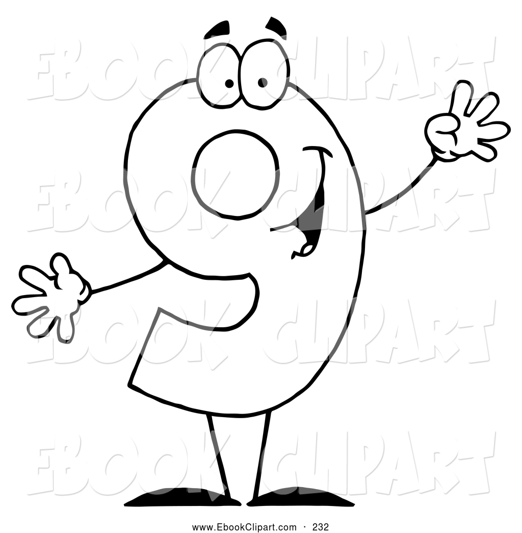 Vector Clip Art Of A Friendly Black And White Number 9 Nine Guy By Hit