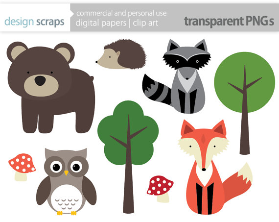 Woodland Animal Clip Art Graphics Forest Animals Digital Clipart Fox