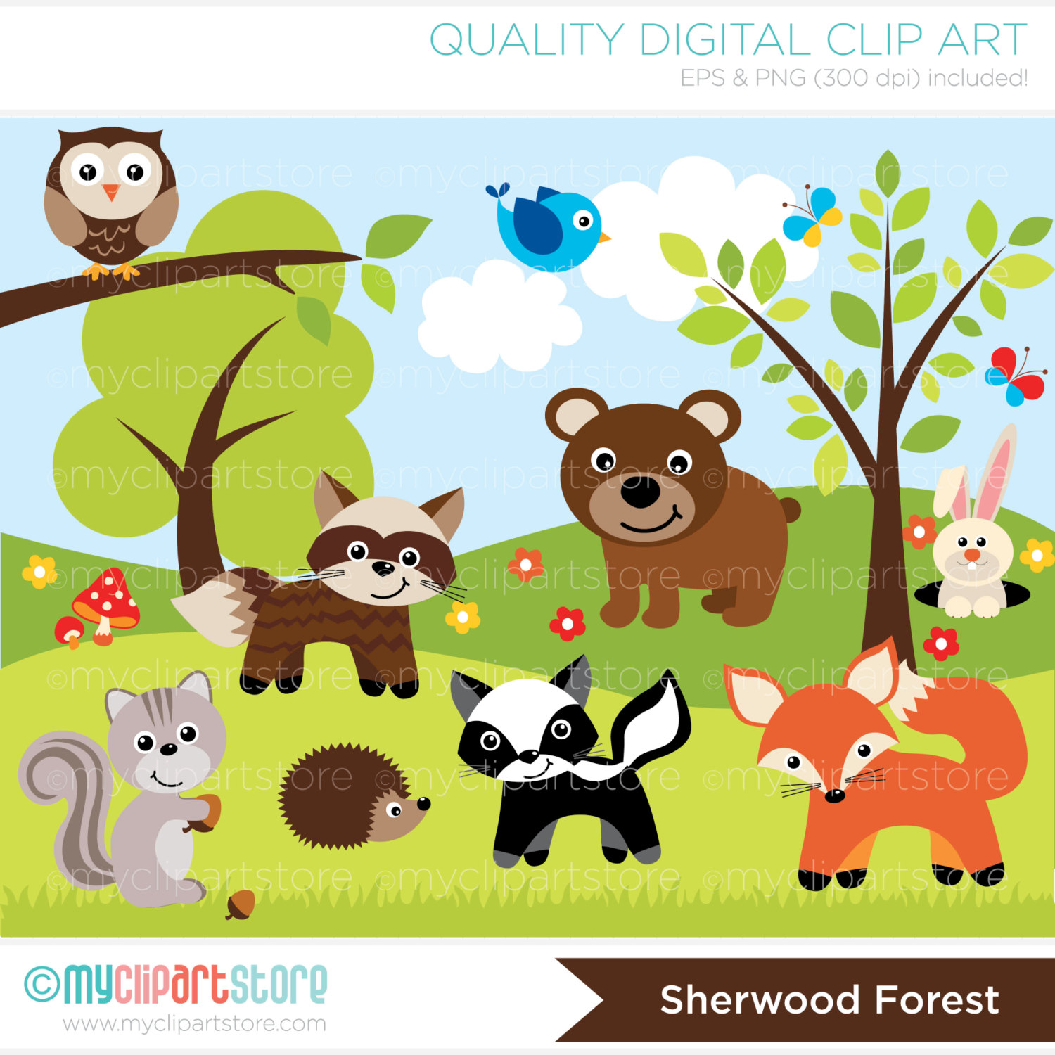Woodland   Sheerwood Forest Animals Clip Art   By Myclipartstore