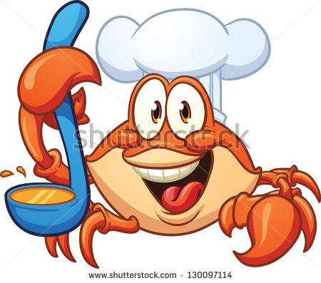 Cartoon Crab Chef  Vector Clip Art Illustration With Simple Gradients