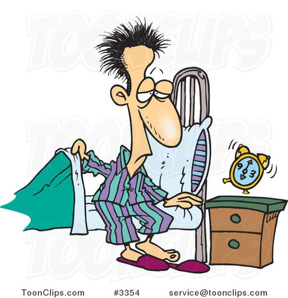 Cartoon Guy Getting Out Of Bed In The Morning  3354 By Ron Leishman