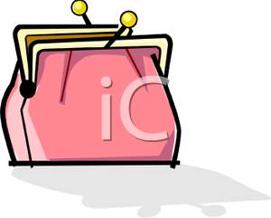 Cartoon Of A Pink Clasp Handbag   Royalty Free Clipart Picture