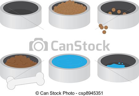 Clip Art Of Dog Bowls   Dog Bowls Empty Filled With Food And Water