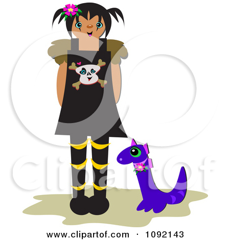 Clipart Goth Girl With A Pet Lizard   Royalty Free Vector Illustration