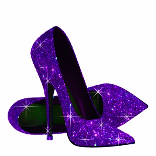 Elegant Purple Glitter High Heel Shoes Photo Sculpture