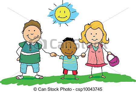 Eps Vector Of Family Of Adoption   Two Parents Adopt An African Orphan