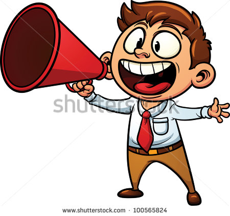 Excited Man Screaming With A Megaphone  Vector Illustration With