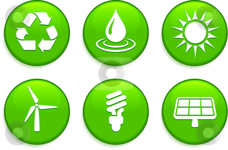 Green Environmental Buttons Stock Vector Clipart Green Environmental