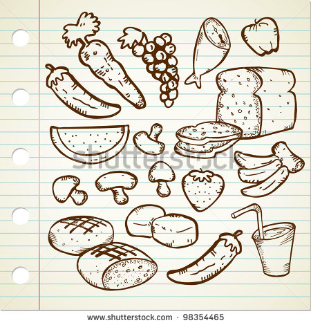 Healthy Snack Clip Art Black And White Healthy Food   Stock Vector