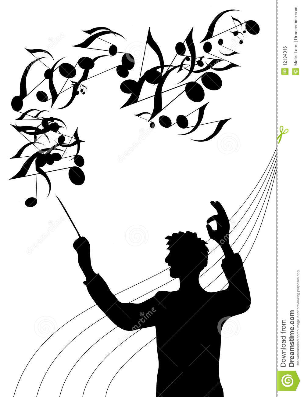 Illustration Of The Director Of A Choir With Baton In His Hand