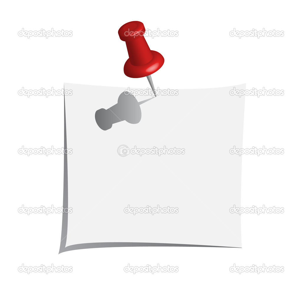 Note Paper With Push Pin   Stock Vector   Maku333  9754828