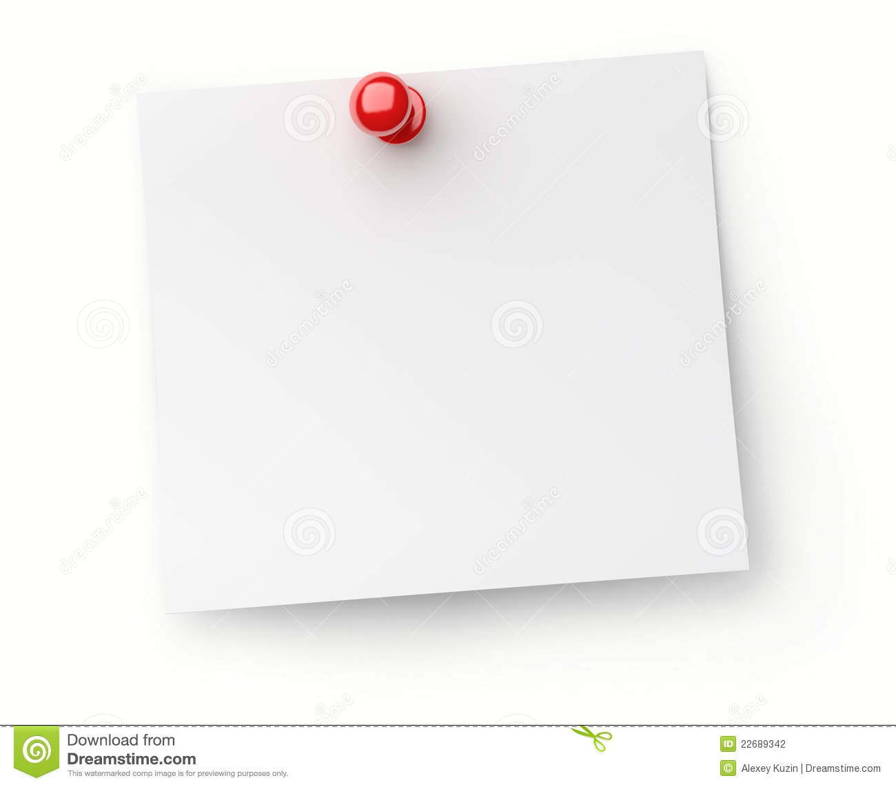Note Paper With Red Push Pin Stock Photography   Image  22689342