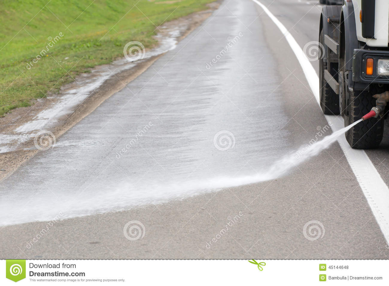 Roadside Cleaning With Water Jet Stock Photo   Image  45144648