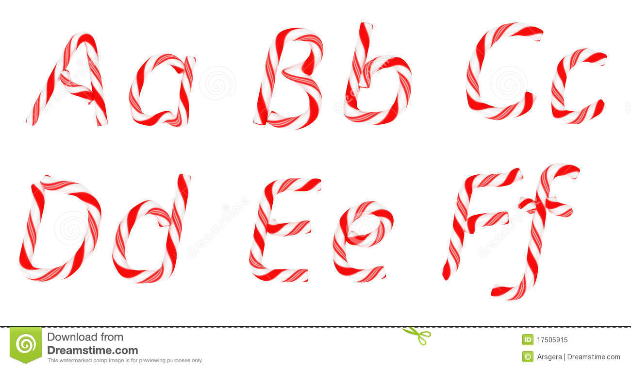 Royalty Free Stock Photo  Candy Cane Font A   F Letters Isolated