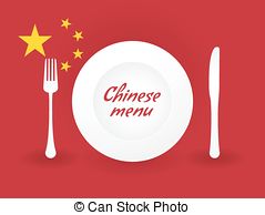 Sign Chinese Menu With Dishes And Cutlery