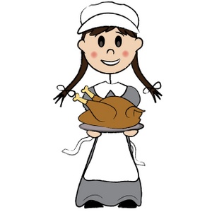 Thanksgiving Clipart Image   A Pilgrim Girl With A Thanksgiving Turkey